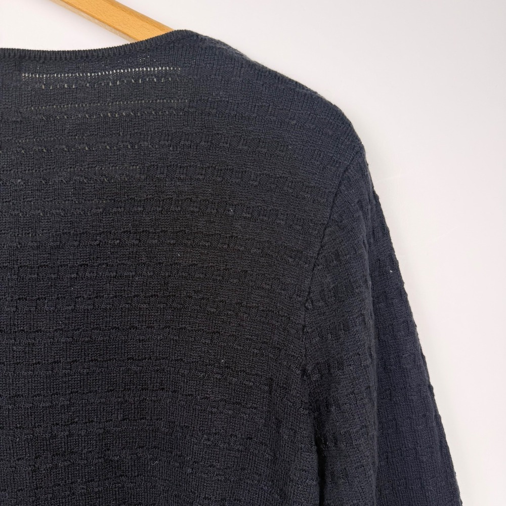 Ruby Rd Black Beaded Rhinestone Textured Knit Cardigan Sweater Large - Picture 8 of 9